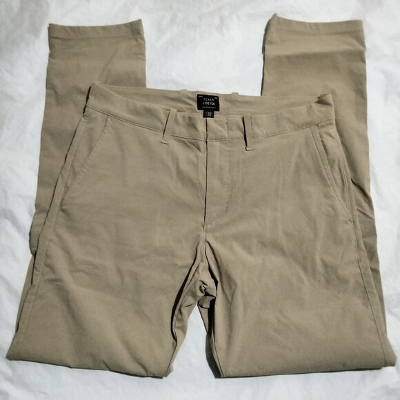 J Crew 484 Slim Stretch Men's 30x30 Tan Brown Khaki Chino Pants Nylon - Picture 1 of 6